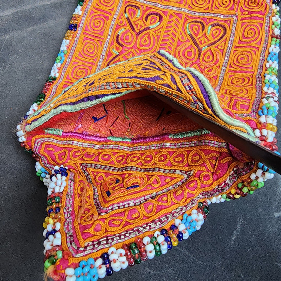 Kuchi Embroidered Pouch Wallet Central Asian Handmade Multi-Color Beads - Picture 8 of 11